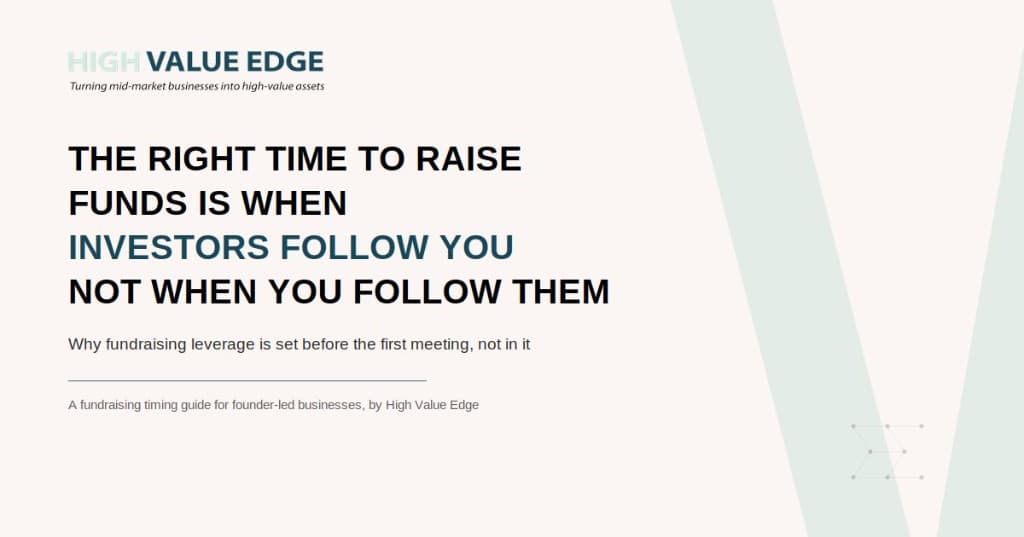 The Right Time to Raise Funds Is When Investors Are Following You, Not When You Have to Follow Them — a High Value Edge Capital insight