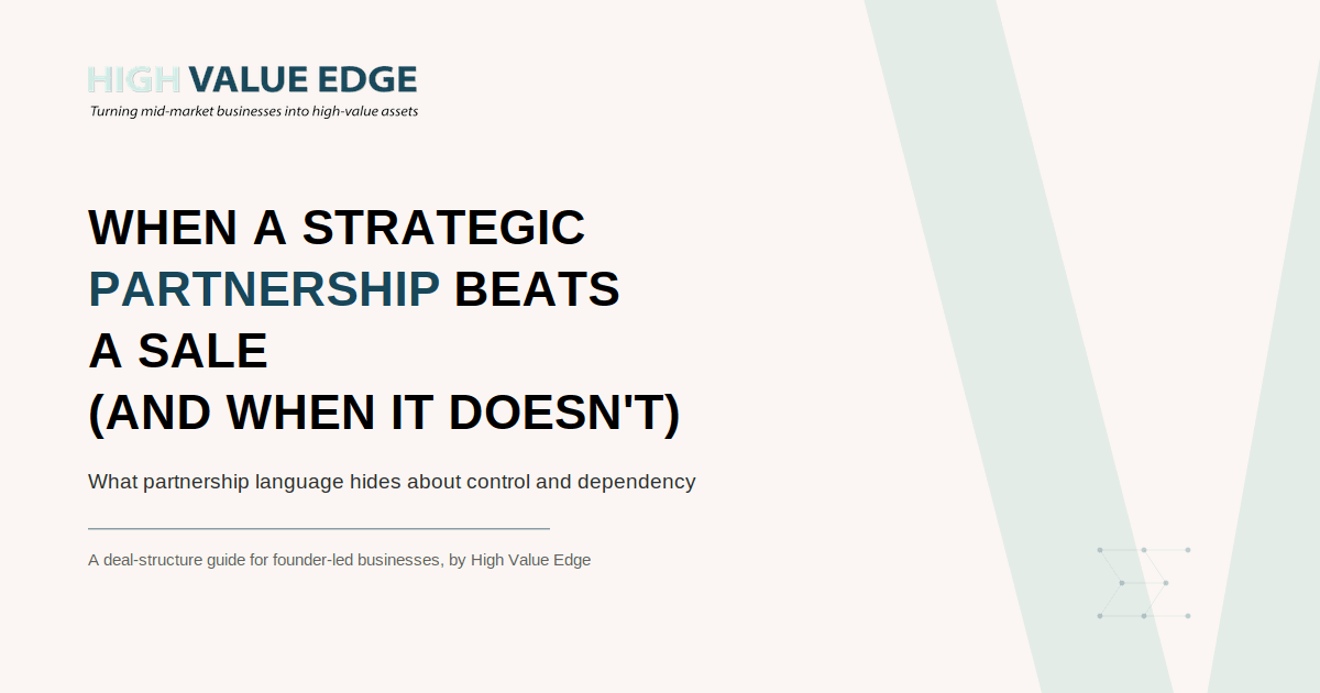 When a Strategic Partnership Beats a Sale (and When It Doesn't) — a High Value Edge M&A insight